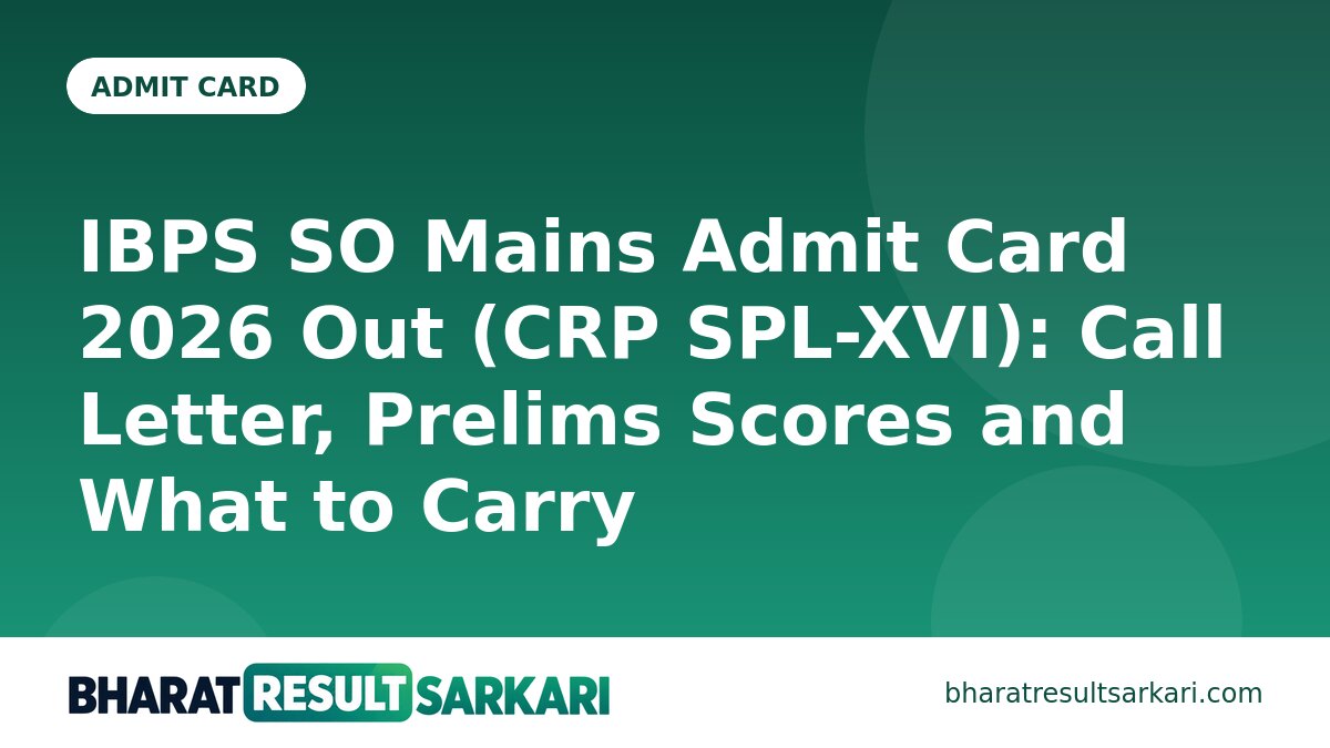 IBPS SO Mains Admit Card 2026 Out (CRP SPL-XVI): Call Letter, Prelims Scores and What to Carry